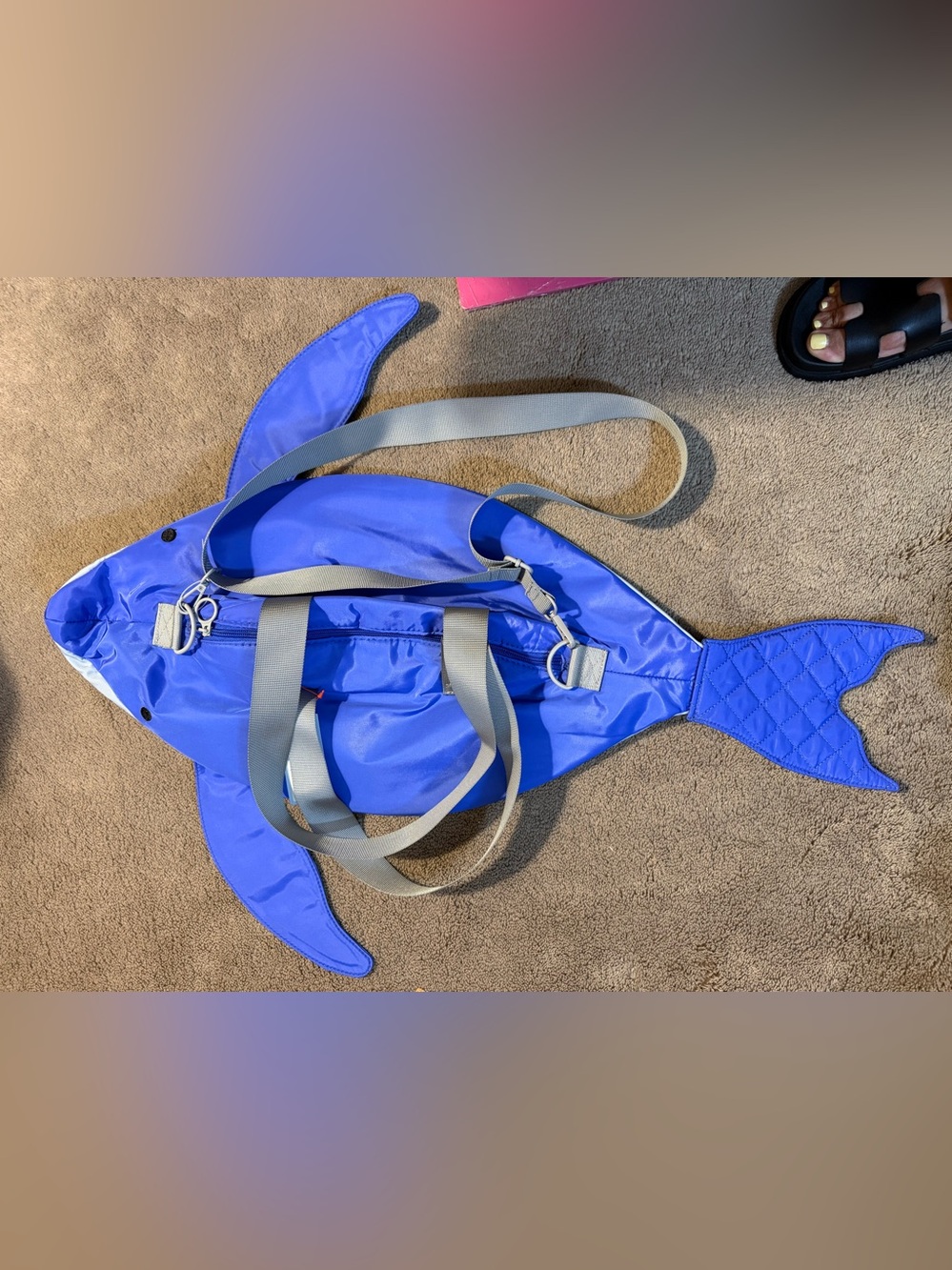 Cat & Jack Blue Whale Shaped Duffel Bag featuring a bright blue nylon #duffelbag